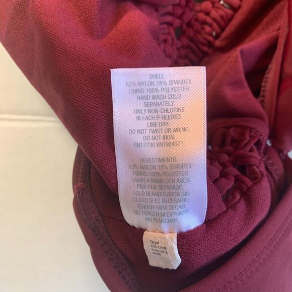 Kona Sol Burgundy Women's Macrame Medium Coverage One Piece Swimsuit Size S - Picture 4 of 9